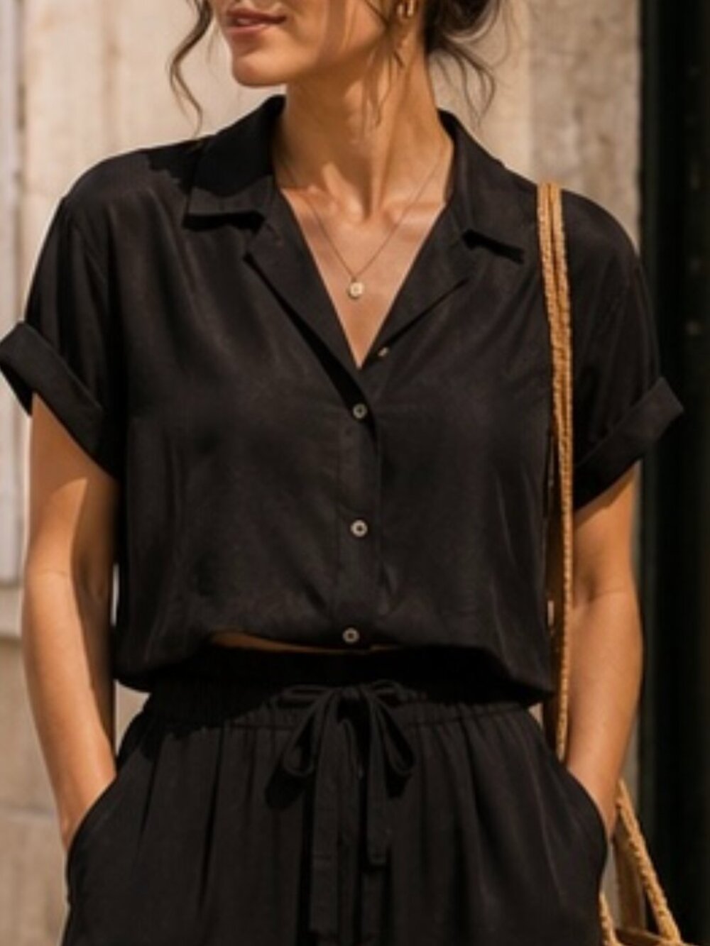 & other stories stockholm atelier black boxy button front blouse us 2 eu 34